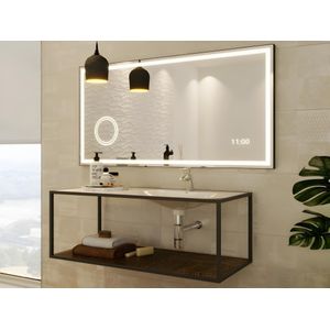 Rechthoekige badkamerspiegel met licht en digitale klok - 120 x 60 cm AITANA