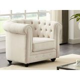 Fauteuil van beige stof CHESTERFIELD