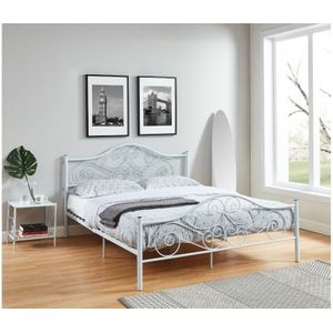 Bed - 160x200cm - metaal - wit - LEYNA