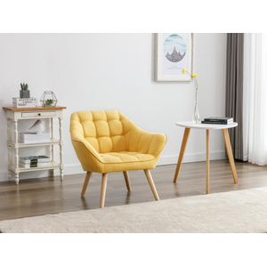 Fauteuil van mosterdgele stof CASERTA