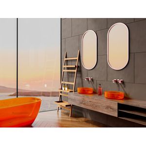 Ronde doorzichtige opbouwwastafel van hars - 40 cm - Oranje - SPAVO