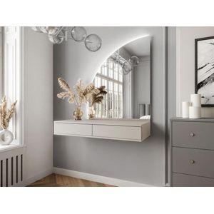 Vente-unique - JINEZA - Hangende Kaptafel - Beige - Spaanplaat - Met Spiegel en Ledverlichting