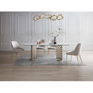 Set van 2 stoelen in fluweel en goudkleurig metaal - Beige - DRINKA