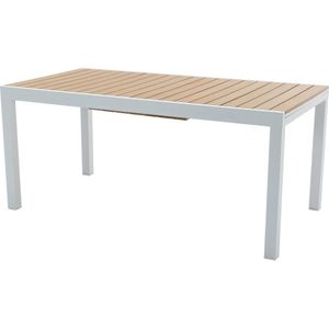 Verlengbare tuineettafel van aluminium en polywood L170/230 cm - Licht naturel en wit - MACILA van MYLIA
