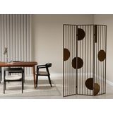 Opengewerkt design-kamerscherm van metaal met 3 luiken - L123 x H180 cm - Goudkleurig - KANDY