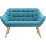 Vente-unique Tweezitsbank van stof CASERTA - Blauw L 127 cm x H 77 cm x D 73 cm