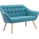 Vente-unique Tweezitsbank van stof CASERTA - Blauw L 127 cm x H 77 cm x D 73 cm