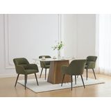 Set van 2 stoelen met armleuningen van stof en zwart metaal - Groen - HEKA