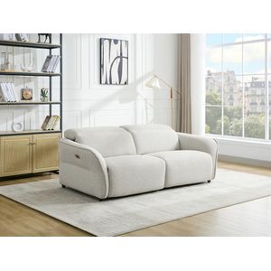 Elektrische relax-driezitsbank van beige stof met textuur TUCENDO