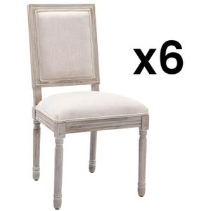 Set van 6 stoelen van stof en heveahout - Beige - AMBOISETTE