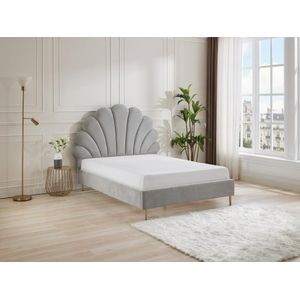 Bed met schelpvorm 140 x 190 cm - Stof - Lichtgrijs - LIVAYA