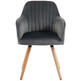 Set van 2 stoelen met armleuningen ELEANA - Fluweel en metaal met hout-effect - Grijs