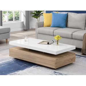 Salontafel FELIX - 2 lades - Mdf - Kleuren: eiken en wit