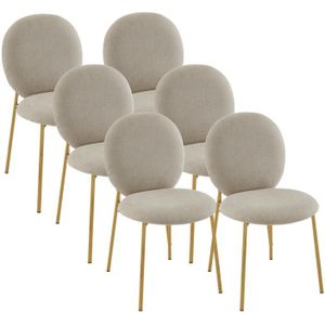 Set van 6 stoelen met stoffen bekleding en goudkleurig metaal – Beige �– ASTRENA
