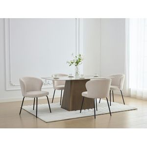 Eetkamerstoelen - Crème - 100% Polyester - Set van 2