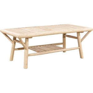 Vente-unique - TULUM - Tuinsalontafel - Licht naturel - Teakhout - D120 cm