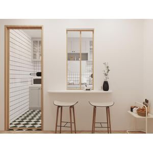 Vente-unique Werkplaatsraam van gepoedercoat aluminium - 60 x 130 cm - Licht naturel - BAYVIEW L 60 cm x H 130 cm x D 3.5 cm