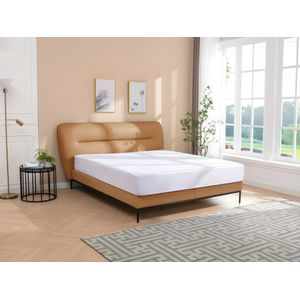 Bed 160 x 200 cm - Leer - Camel - Met matras - JODALA