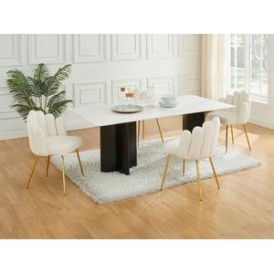 PASCAL MORABITO Set van 2 Eetkamerstoelen - Crèmewit - Boucléstof en Metaal