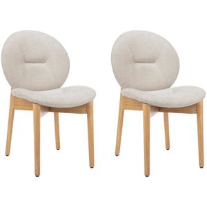 Set van 2 stoelen van stof en heveahout - Beige - ISADIO