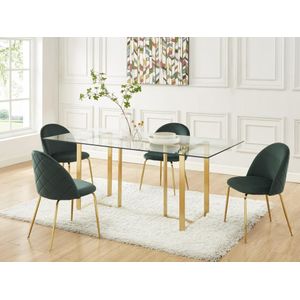 Set van 2 stoelen MELBOURNE - Fluweel en goudkleurig metaal - Groen