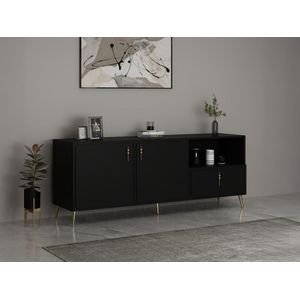 MAVELYA - Buffetkast - Zwart - Spaanplaat - 2 Deuren, 1 Lade, 1 Nis