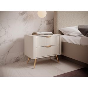 Set van 2 nachtkastjes - 2 lades - Beige en goudkleurig - ELONARIA van Pascal Morabito