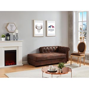 Chaise longue - Hoek links - chesterfield SHIREL van microvezel met lived-in leeraspect