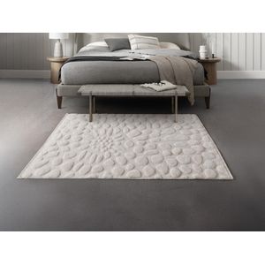 Tapijt met reliëf van 100% handgetufte wol met reliëfeffect - 160 x 230 cm - Ivoorwit - ORABEL