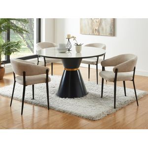 Set van 2 stoelen met armleuningen van stof en zwart metaal - Beige - AVRELA