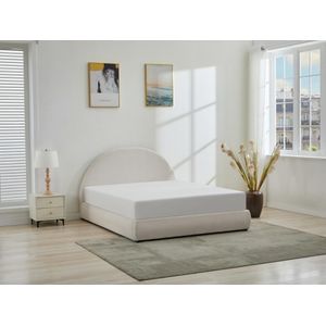 Bed met opbergruimte, 160 x 200 cm - Boucléstof - Crèmewit - LIRIMO