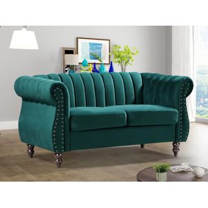 Tweezits-Chesterfield-bank van smaragdgroen velours TRUMBO