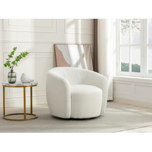 Vente-unique Draaibare Fauteuil Wit Boucléstof
