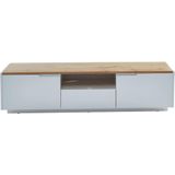 Tv-meubel AMANI - 2 deuren en 1 lade - Witgelakt mdf - Kleuren: wit en eiken