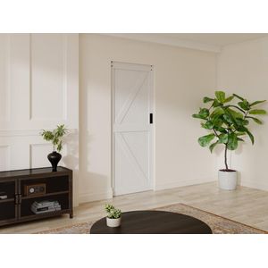 Schuifdeur met klamplaagsysteem van hout en mdf - Wit - H205 x L83 cm - NEFARA