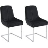 Set van 2 stoelen van velours en metaal - Zwart - BERLONA