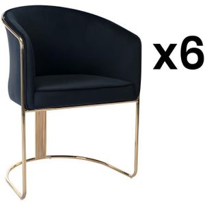 Set van 6 stoelen met fluweel en metalen armleuningen - Zwart en goud - JOSETHE - van Pascal Morabito