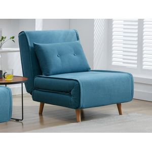 URIBIA - Slaapfauteuil - Blauw - 100% Polyester - Inclusief Kussens