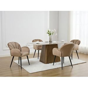 Pascal Morabito - LANSENA - Eetkamerstoelen - Beige - Velours en Metaal - Set van 2