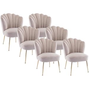 Set van 6 stoelen van velours en goudkleurig metaal - Beige - RUTY - van Pascal Morabito