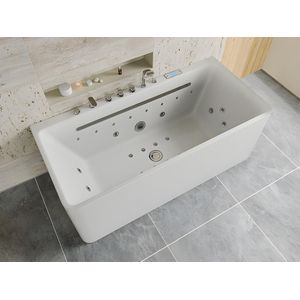 Wit half losstaand bubbelbad - 1 persoon - 470 L - 170 x 75 cm - KIRANA