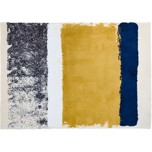 Tapijt CAMDEN - Polyester -200 x 290 cm -Mosterdgeel, Donkerblauw, Grijs