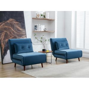 Slaapfauteuil van nachtblauw velours URIBIA