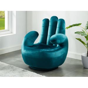 Draaibare fauteuil hand CATCHY van fluweel - Eendenblauw