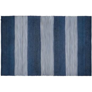 Handgeweven jute tapijt KOCHI - 200 x 290 cm - Donkerblauw en wit