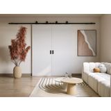 Dubbele schuifdeur met wandbevestiging - 2 x H205 x L83 cm - Mdf + Pvc - Wit - VARIN II