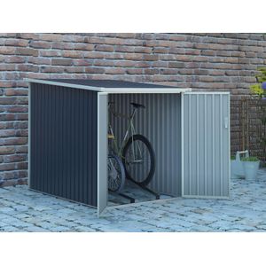 Tuinhuisje  van grijs gegalvaniseerd staal voor 2 fietsen - 2,81 m²  - NIKI