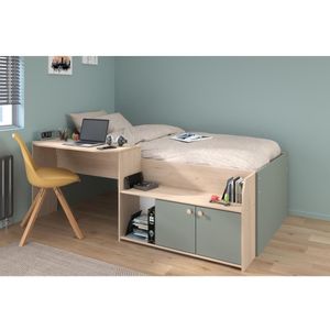 Gecombineerd bed 90 x 190/200 cm - Kleur: naturel en groen - MIVONA