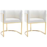 Set van 2 stoelen met armleuningen - Boucléstof en roestvrij staal - Wit en goudkleurig - PERIA - van Pascal Morabito