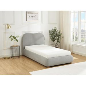 Bed met opbergruimte 90 x 190 cm - Stof - Lichtgrijs + matras - VANARI